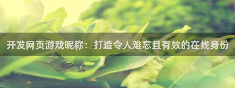 沐鸣娱乐代理是谁：开发网页游戏昵称：打造
